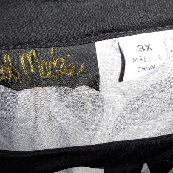 3x Bob Mackie Wearable Art Palm Printed High-Low Hem Top in Brown/ Tan - Picture 8 of 10